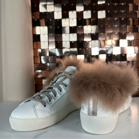 AMA ‘SLAM’ Made In Italy White With Red Star & Brown Fur Trim Size 37 NIB - Picture 6 of 15